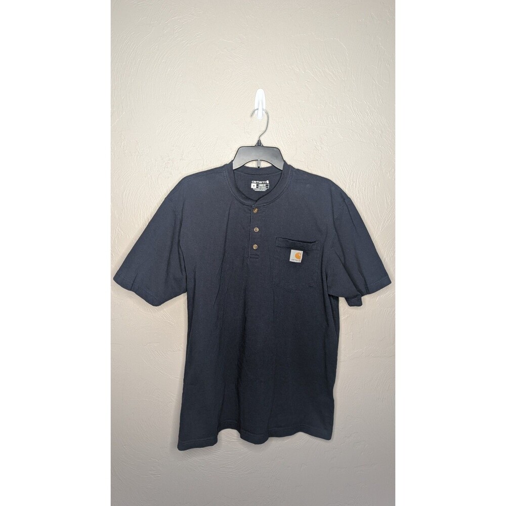 Carhartt Mens Medium Dark Blue Dearborn Loose Henley Pocket T-Shirt